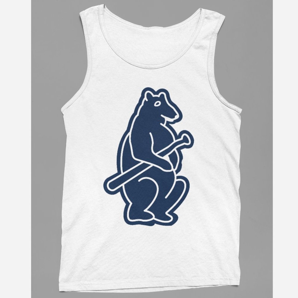 NEW Chicago Cubs 1914 Bat Bear Retro Logo Tank Top WHITE